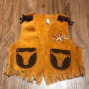 Vintage Sheplers Suede Sheriff Kids Longhorn Vest